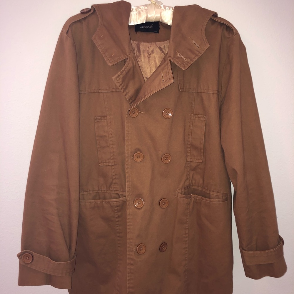 Brown silk lined button up jacket